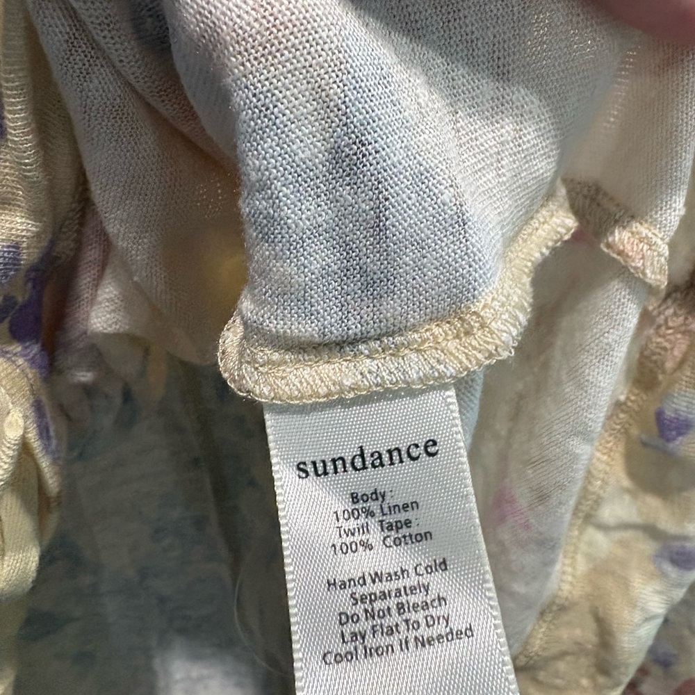 Sundance Woman’s 100% Linen Floral Long Sleeve Top, Size XS (oversized) EUC - Picture 5 of 7